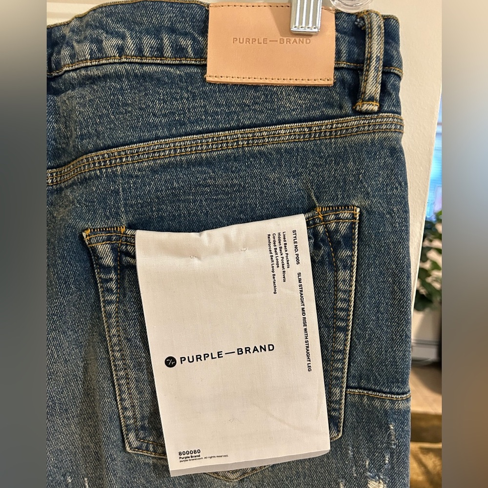 NWT Purple Brand Mens Vintage Laser Abrasions Jean P005-VLAM423 Mid Indigo Sz-36 - Picture 11 of 12